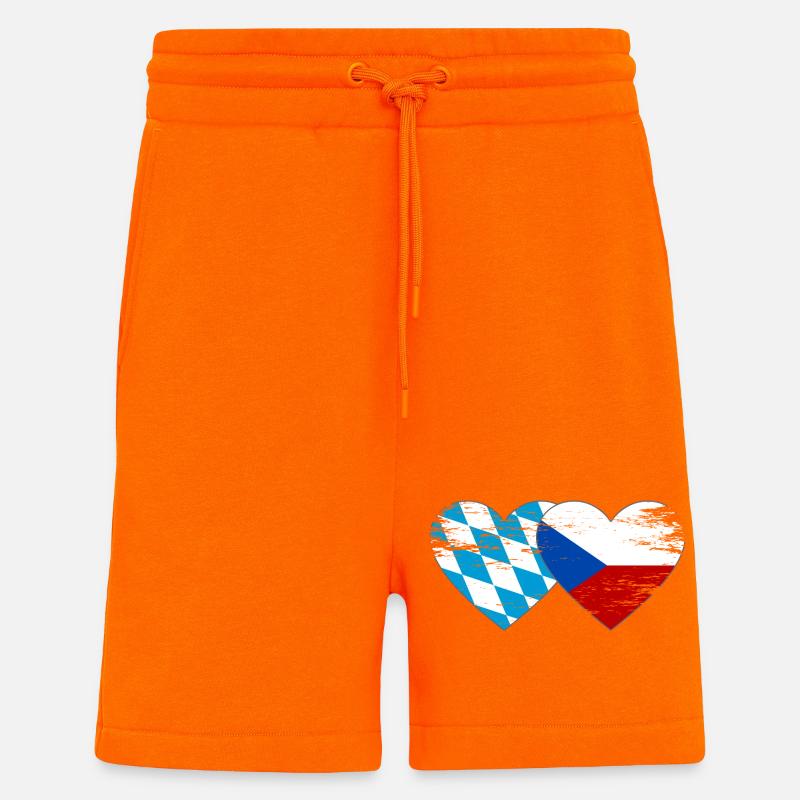 Bavière, République tchèque, drapeau coeur - Short bio décontracté fabriqué en UE - SUNSET ORANGE