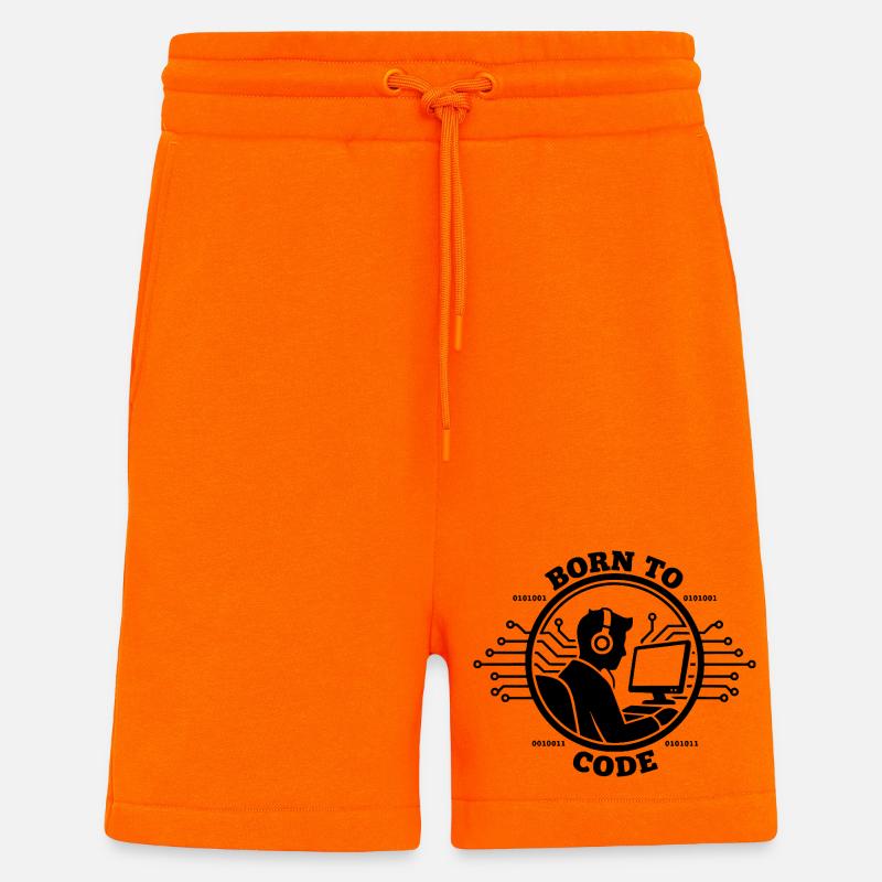 Coder Born to Code Programmer - Shorts - made by SPREAD - SUNSET ORANGE
