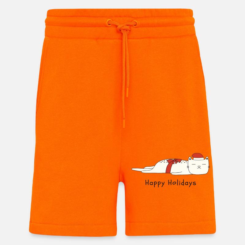 Drôle de chat Noël - Short bio décontracté fabriqué en UE - SUNSET ORANGE