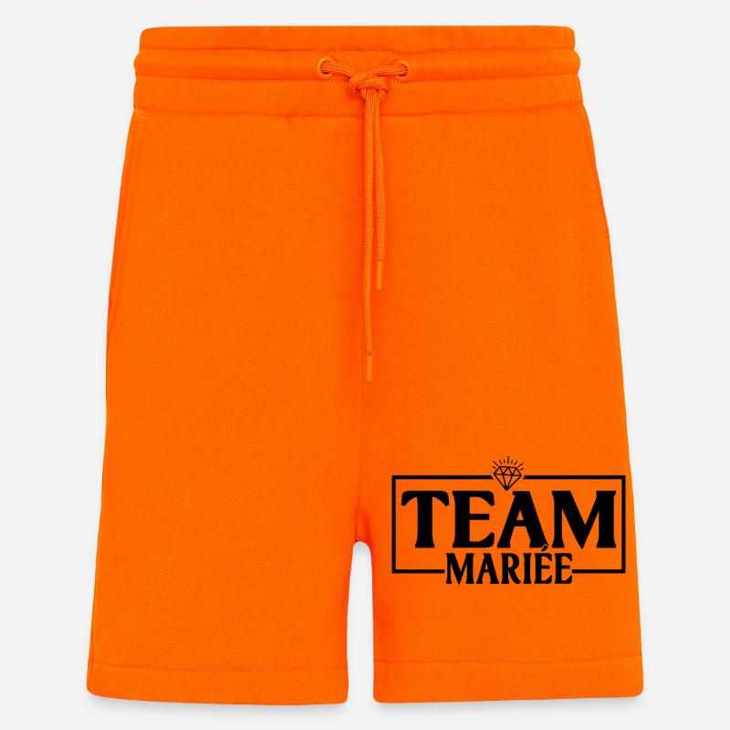 Team Mariée design EVJF élégant - Short bio décontracté fabriqué en UE - SUNSET ORANGE