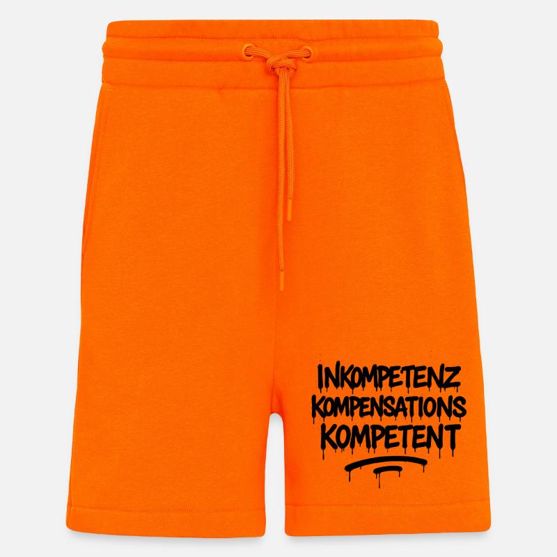 Indemnisation de l’incompétence Compétence – Büro Spruch - Short bio décontracté fabriqué en UE - SUNSET ORANGE