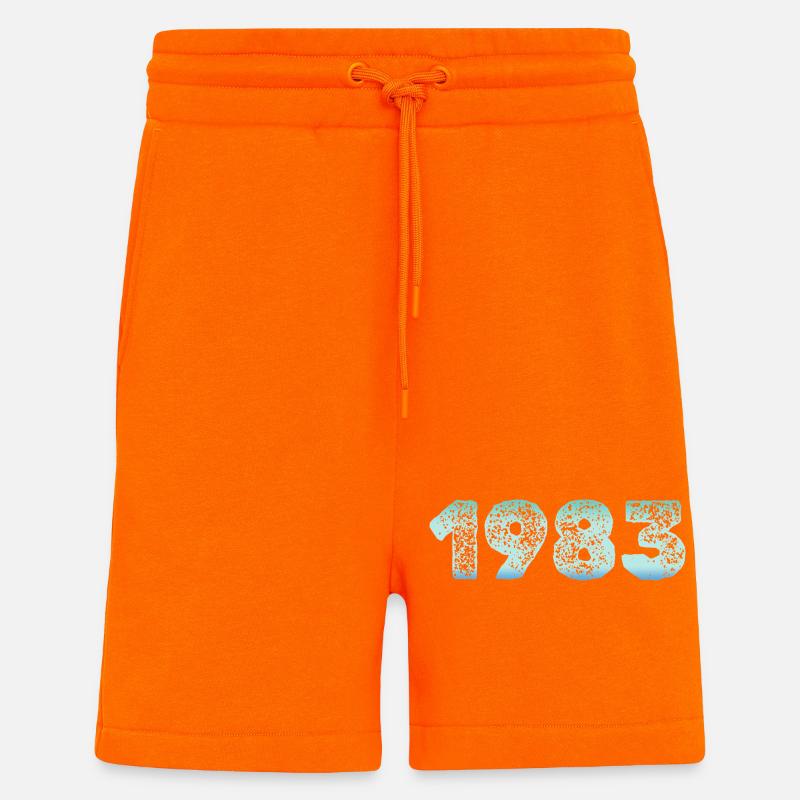 1983 Grunge Gradient Digits - Short bio décontracté fabriqué en UE - SUNSET ORANGE