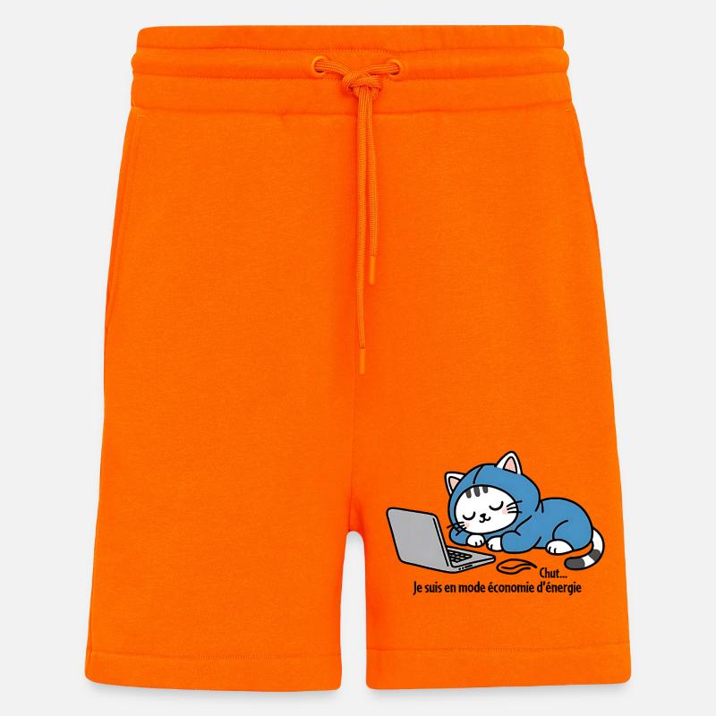 Katze im blauen Kapuzenpullover auf Laptop - Shorts - made by SPREAD - SUNSET ORANGE