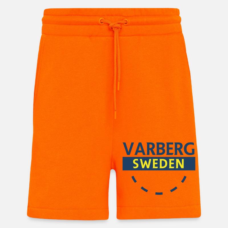 Emblème de Varberg Sweden - Short bio décontracté fabriqué en UE - SUNSET ORANGE