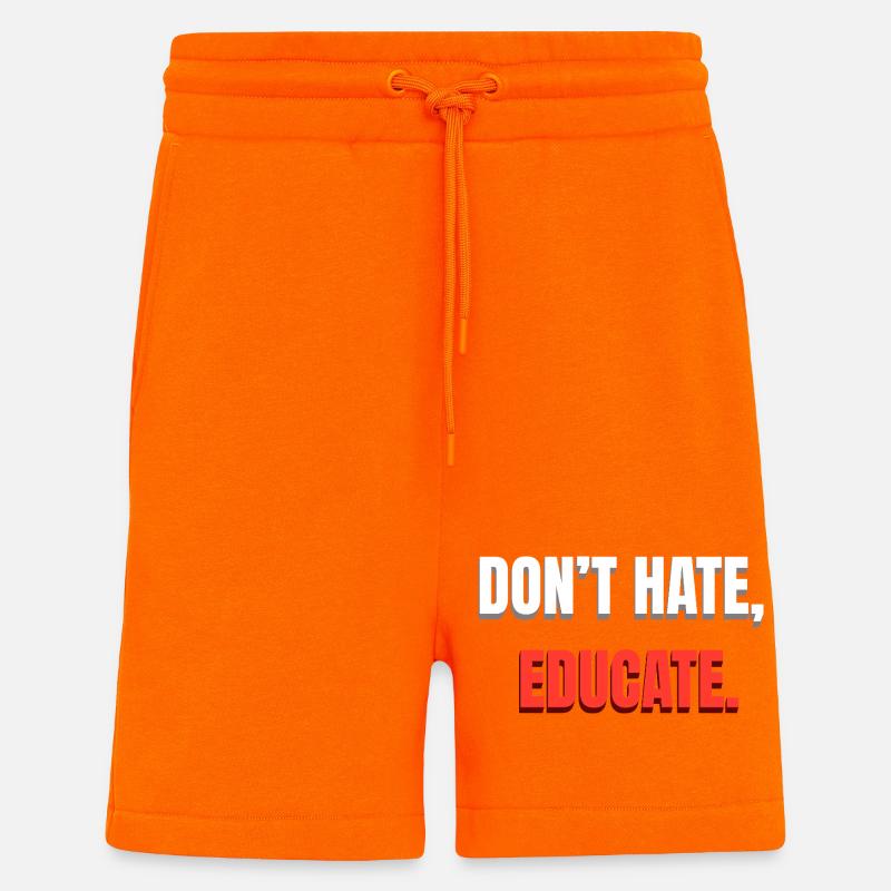 Message de ne pas détester l’éducation - Short bio décontracté fabriqué en UE - SUNSET ORANGE
