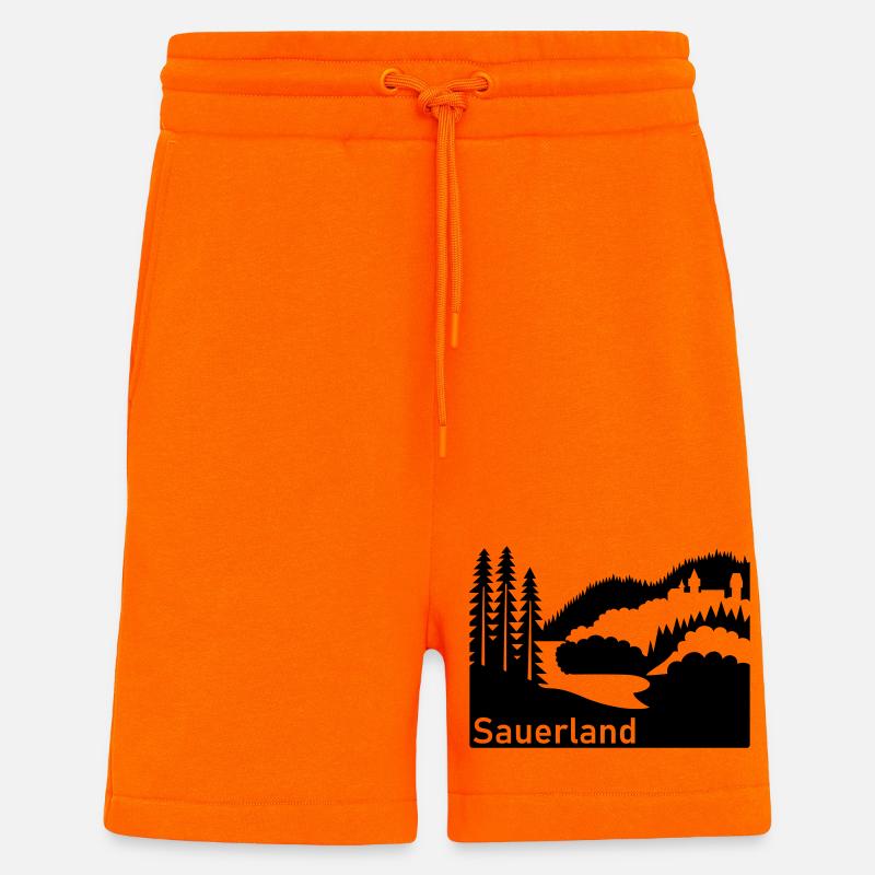 Sauerland Silhouette Landschaft Autobahnschild - Shorts - made by SPREAD - SUNSET ORANGE