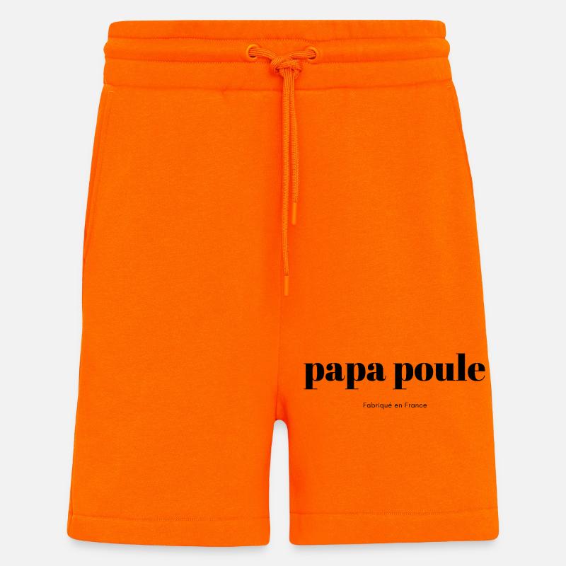 Papa-Poule-script - Short bio décontracté fabriqué en UE - SUNSET ORANGE