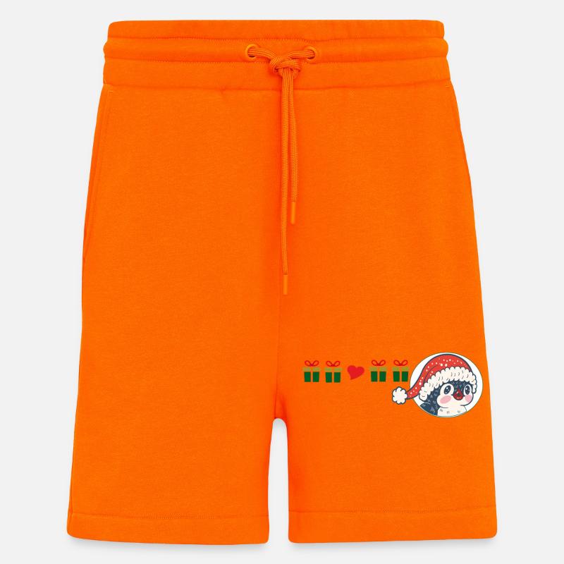 Penguin with Santa hat - Shorts - made by SPREAD - SUNSET ORANGE