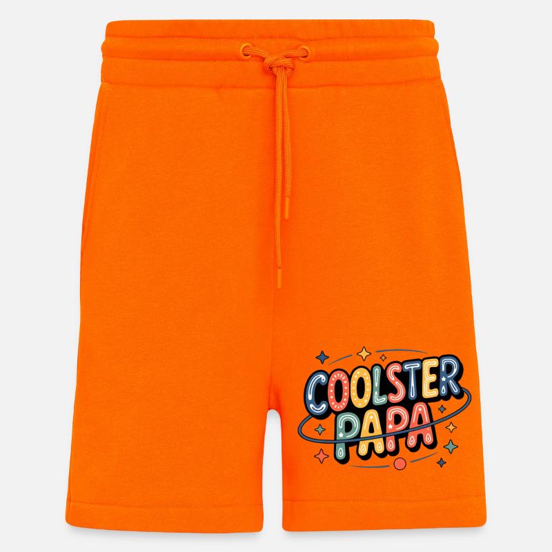 Papa le plus cool néon rétro - Short bio décontracté fabriqué en UE - SUNSET ORANGE