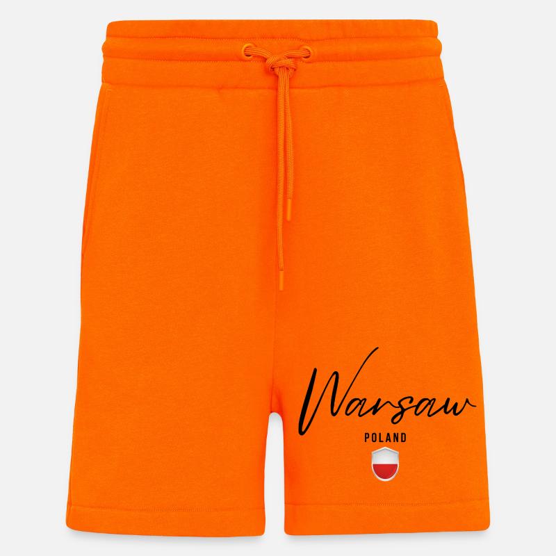 Conception élégante Varsovie, Varsovie Pologne - Short bio décontracté fabriqué en UE - SUNSET ORANGE