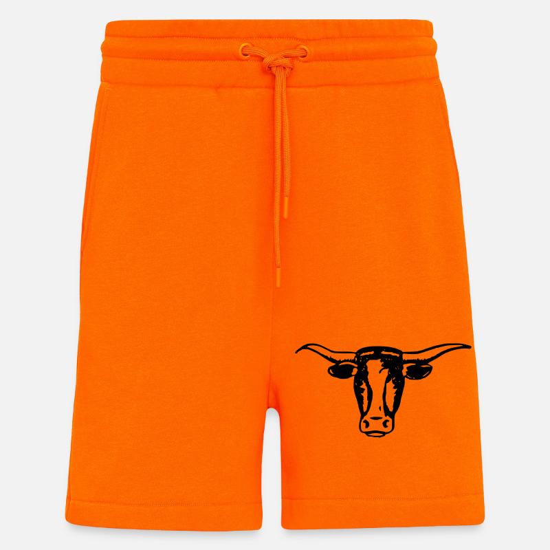 Tête de bœuf Longhorn - Short bio décontracté fabriqué en UE - SUNSET ORANGE