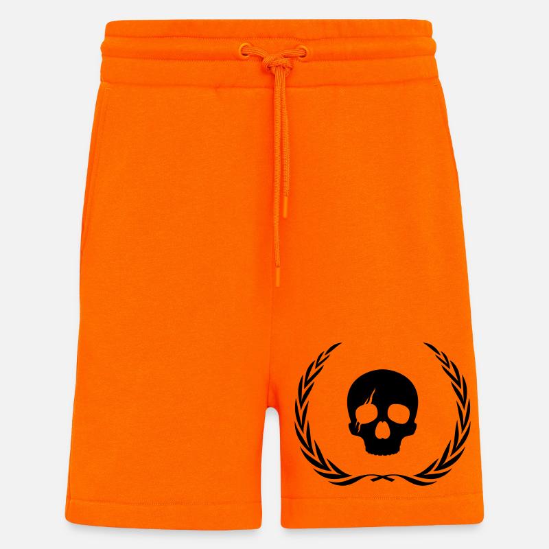 Couronne de crâne de squelette - Short bio décontracté fabriqué en UE - SUNSET ORANGE