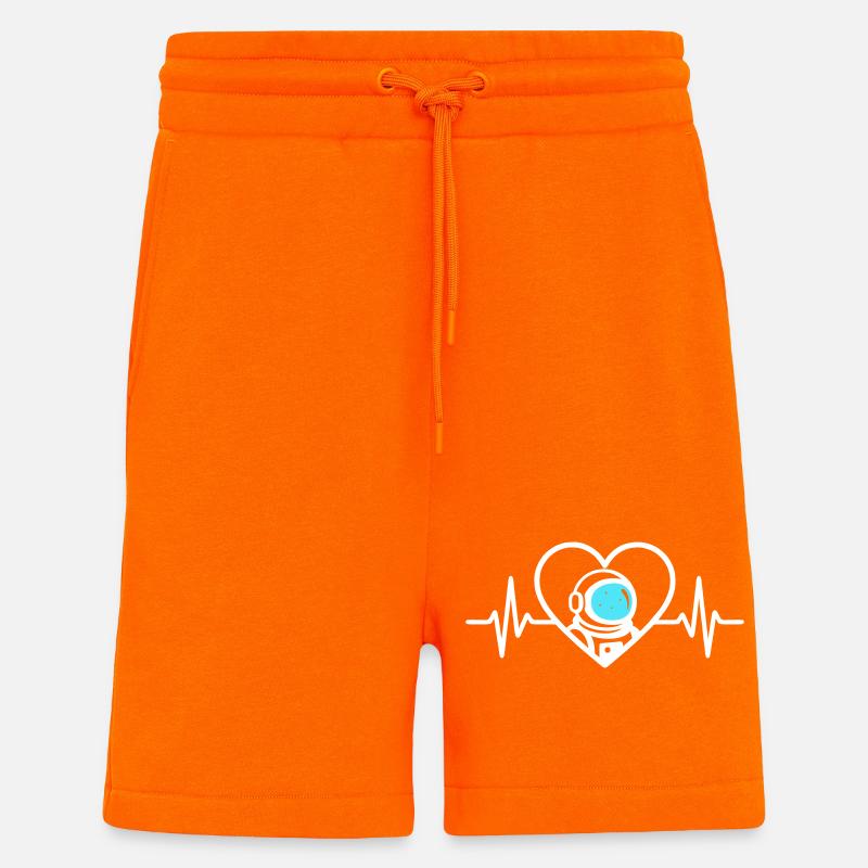 Astronaute Cœur Cosmos Espace Casque - Short bio décontracté fabriqué en UE - SUNSET ORANGE