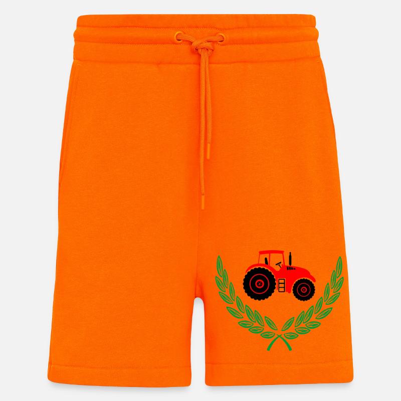 Roter Traktor im Lorbeerkranz - Shorts - made by SPREAD - SUNSET ORANGE