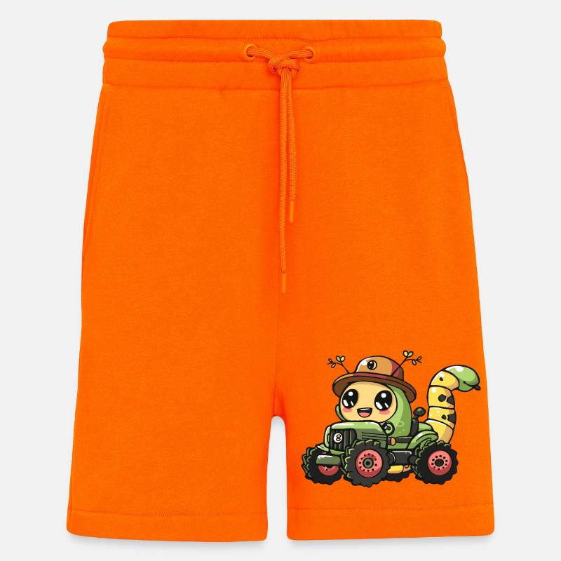 Éleveur de tracteurs à vers vers - Short bio décontracté fabriqué en UE - SUNSET ORANGE