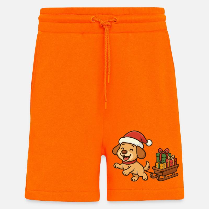 Fröhlicher Weihnachtshund mit Geschenken - Shorts - made by SPREAD - SUNSET ORANGE