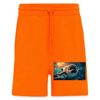 Süßes Robben Baby mit Knopfaugen im Meer - Shorts - made by SPREAD - SUNSET ORANGE - Vorne