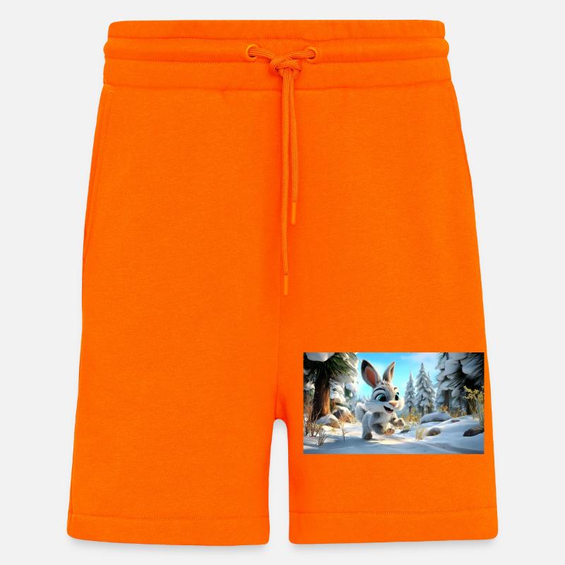 Flauschiger Schneehase im Winterwald - Shorts - made by SPREAD - SUNSET ORANGE