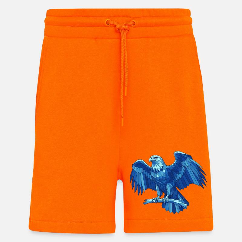 Aigle bleu géométrique avec épée - Short bio décontracté fabriqué en UE - SUNSET ORANGE