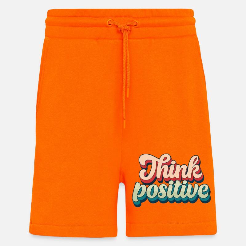 Think Positive Retro Script - Shorts - made by SPREAD - SUNSET ORANGE