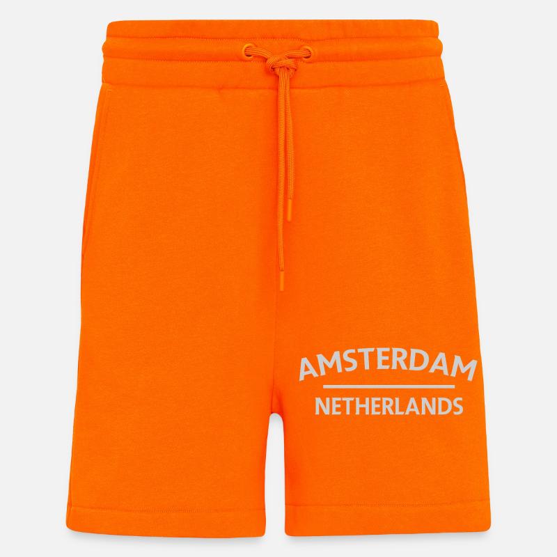 Textdesign Amsterdam – Pays-Bas - Short bio décontracté fabriqué en UE - SUNSET ORANGE