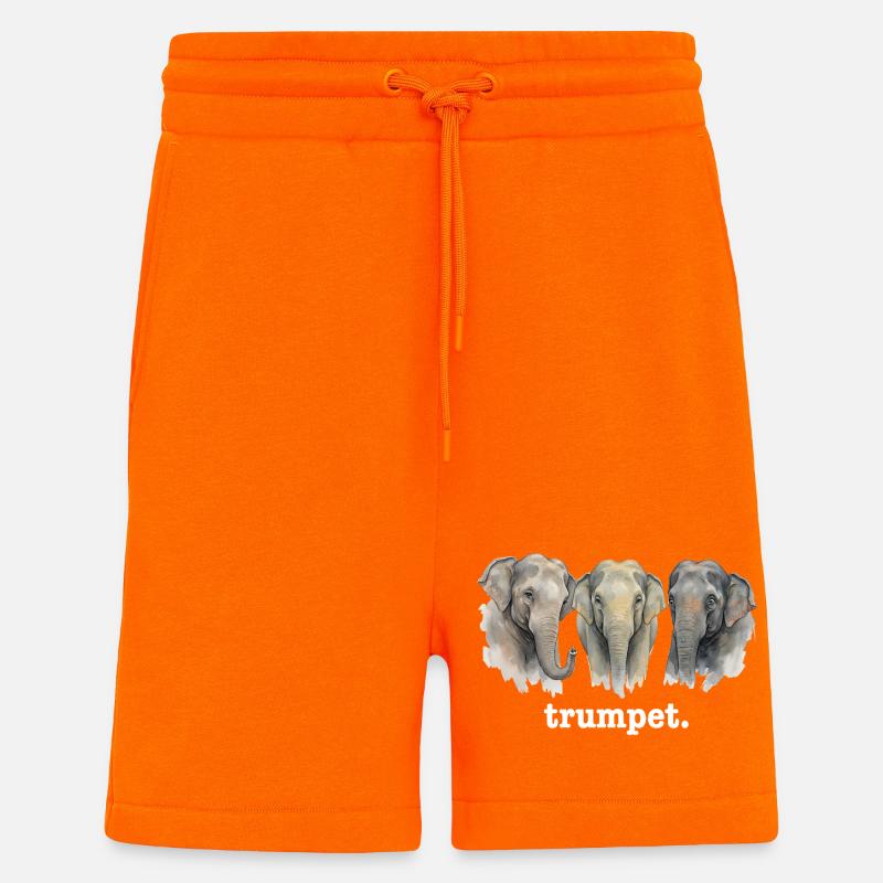 Trompette d’éléphant Amusé drôle d’éléphants Tromp - Short bio décontracté fabriqué en UE - SUNSET ORANGE