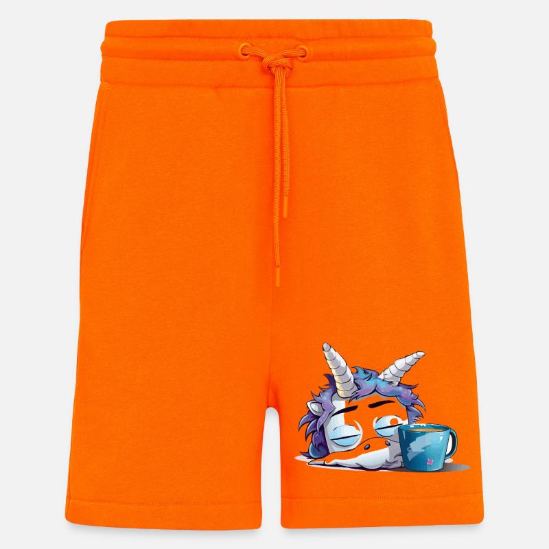 Schlafendes Einhorn und Kaffeebecher - Shorts - made by SPREAD - SUNSET ORANGE
