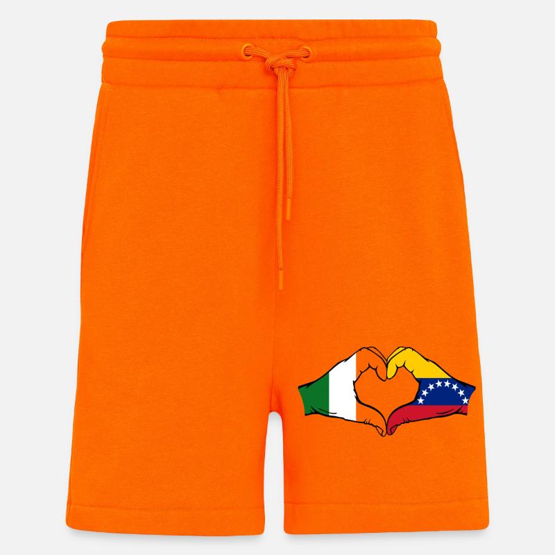 Cœur du drapeau Irlande du Venezuela - Short bio décontracté fabriqué en UE - SUNSET ORANGE