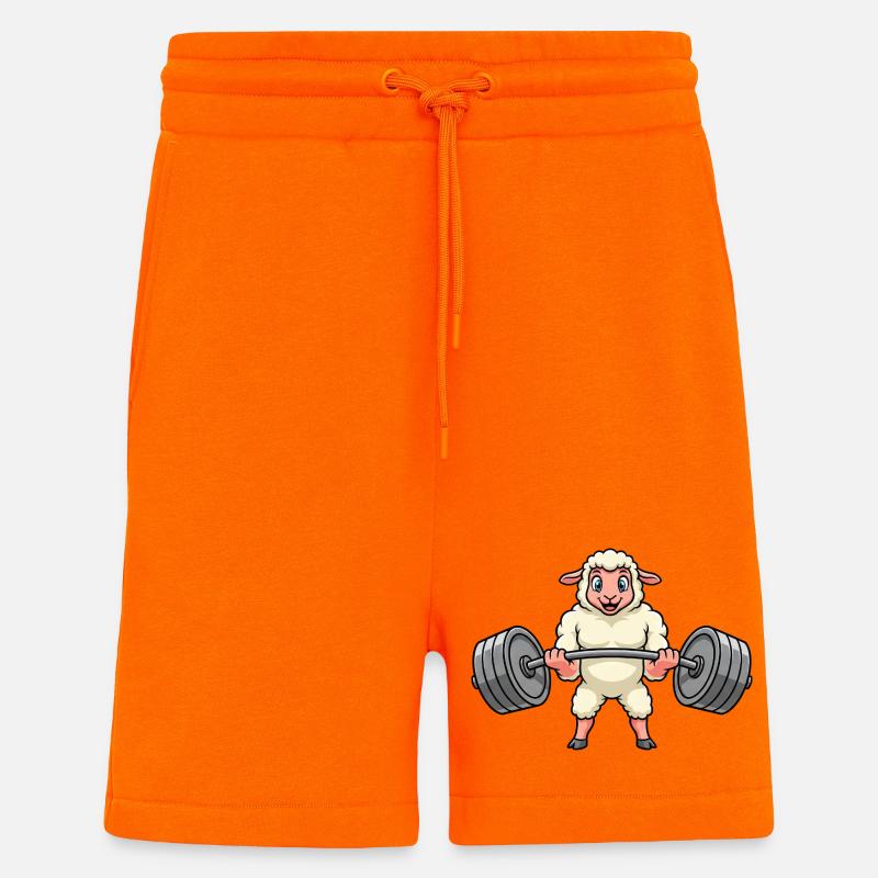 Starkes Schaf mit Hantel Krafttraining Cartoon - Shorts - made by SPREAD - SUNSET ORANGE
