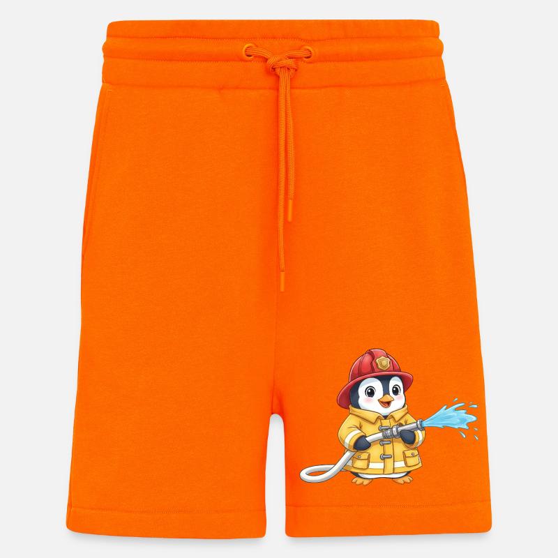 Pompiers Penguin Enfants Pompiers Mignons - Short bio décontracté fabriqué en UE - SUNSET ORANGE