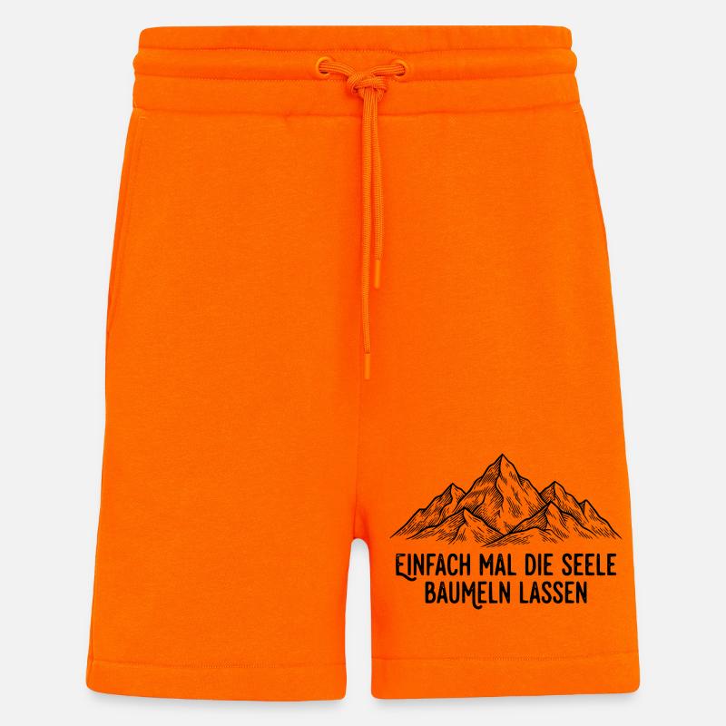 Seele baumeln lassen am Berg - Short bio décontracté fabriqué en UE - SUNSET ORANGE