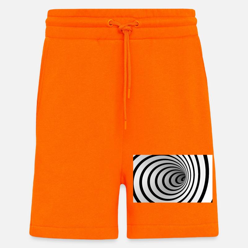 Spirale noire et blanche vortex - Short bio décontracté fabriqué en UE - SUNSET ORANGE