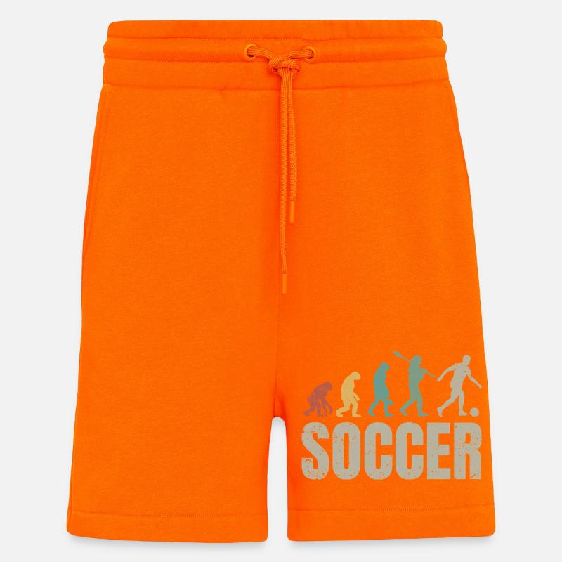 Évolution du football | Évolution du football - Short bio décontracté fabriqué en UE - SUNSET ORANGE