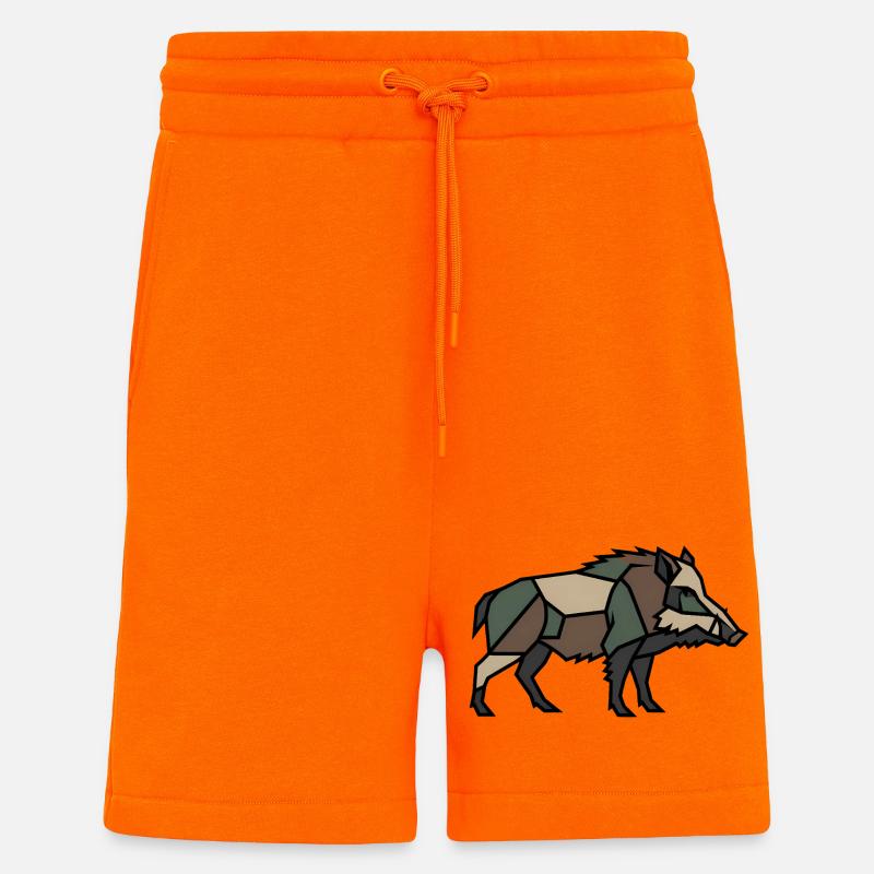 Geometric Boar Low Poly - Shorts - made by SPREAD - SUNSET ORANGE