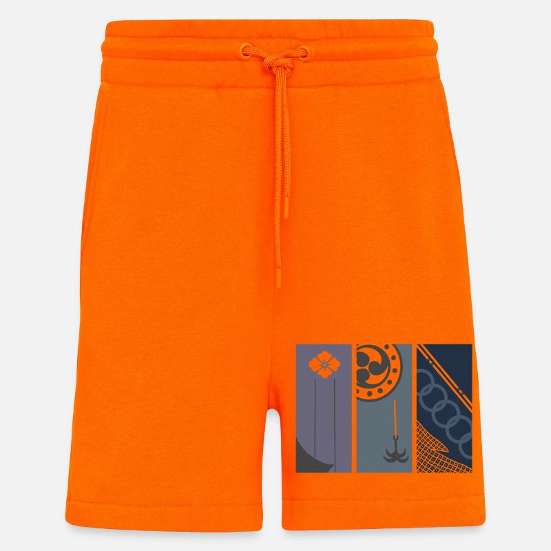 Echos von Edo – Moderne japanische Kunst - Shorts - made by SPREAD - SUNSET ORANGE