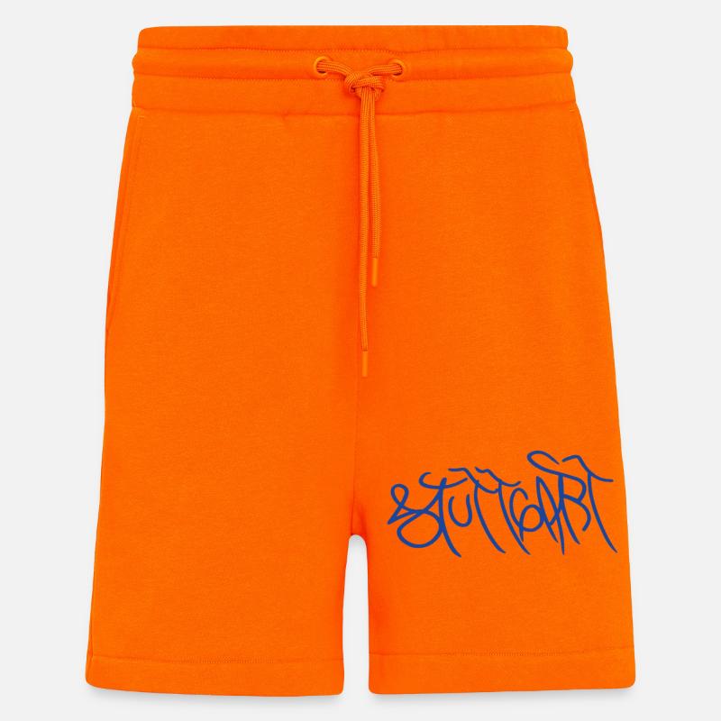 Stuttgart dans le style graffiti - Short bio décontracté fabriqué en UE - SUNSET ORANGE