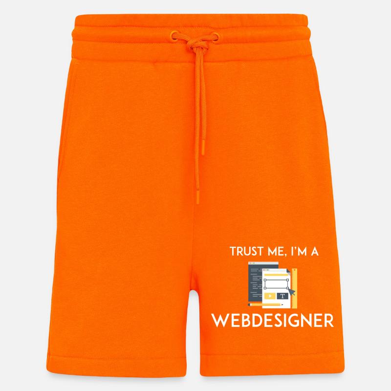 Croyez-moi, je suis webdesigner - Short bio décontracté fabriqué en UE - SUNSET ORANGE