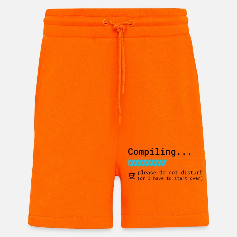 Lustiges Programmierer T-Shirt - Compiling Please  - Shorts - made by SPREAD - SUNSET ORANGE