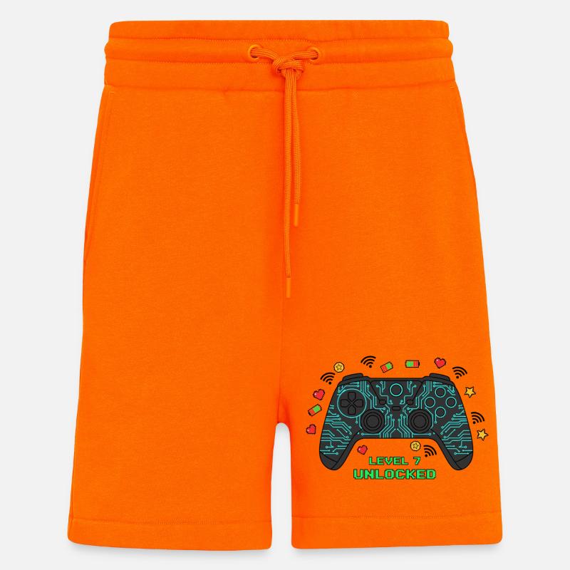 Level 7 Unlocked Gamer Controller - Shorts - made by SPREAD - SUNSET ORANGE