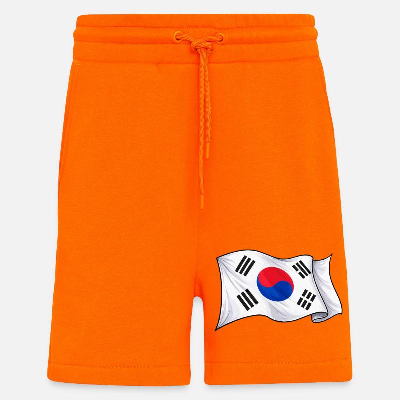 Drapeau sud-coréen - Short bio décontracté fabriqué en UE - SUNSET ORANGE