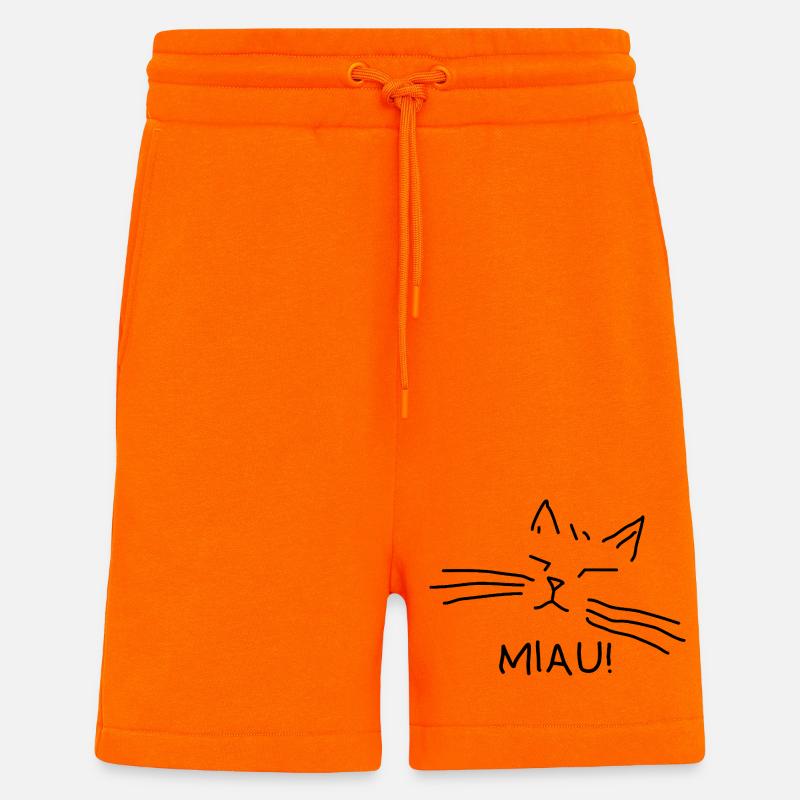 Propriétaire de chat Miaulement de chat - Short bio décontracté fabriqué en UE - SUNSET ORANGE