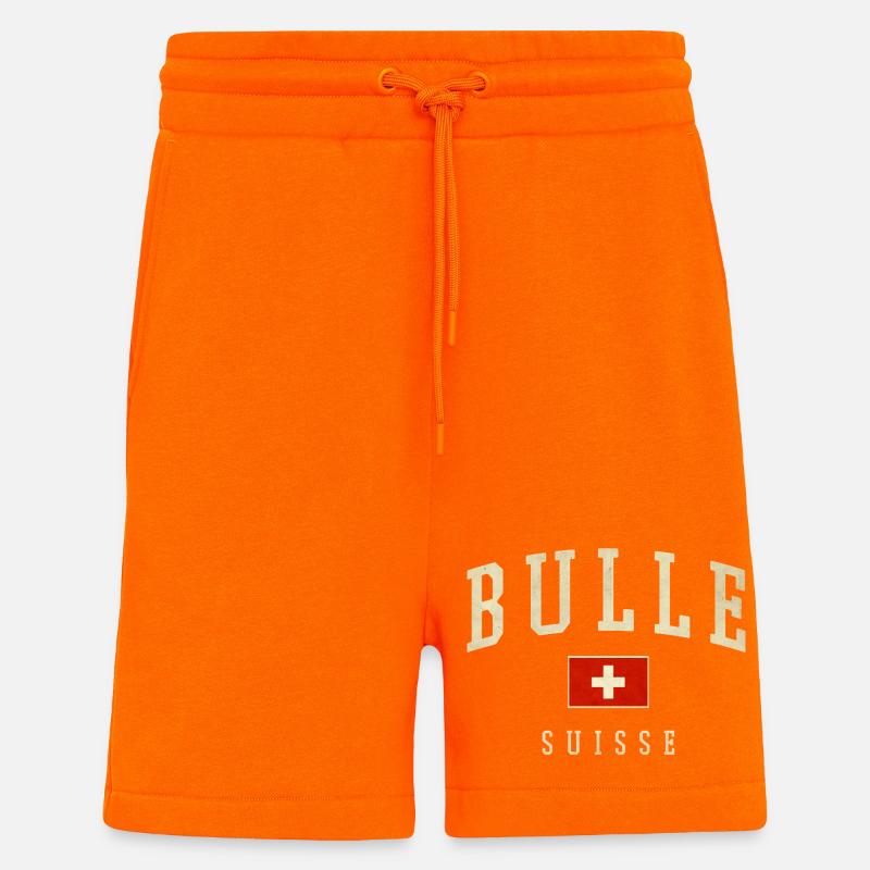 Bulle Schweiz Design - Varsity Stil - Shorts - made by SPREAD - SUNSET ORANGE