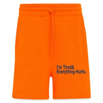 Relatable Fatigue Quote in Deep Blue - Shorts - made by SPREAD - SUNSET ORANGE - Front