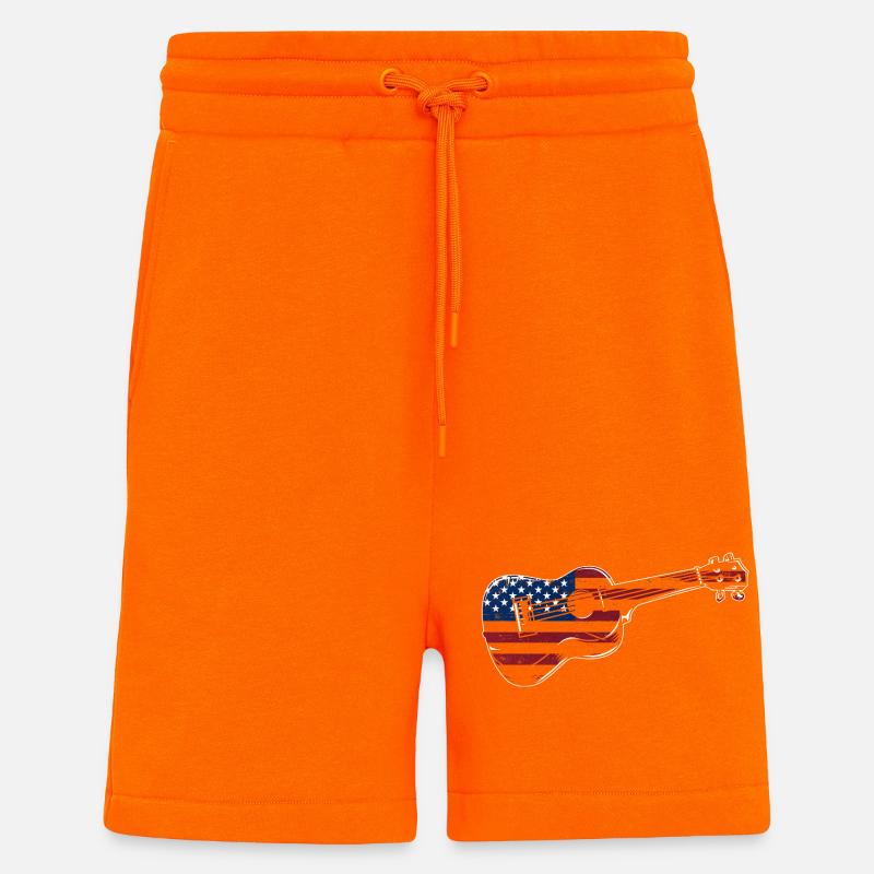 Hawaiian Ukulele Uke American Flag - Shorts - made by SPREAD - SUNSET ORANGE