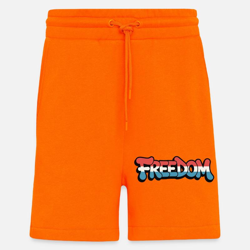 Freedom Typografie Statement Design - Shorts - made by SPREAD - SUNSET ORANGE