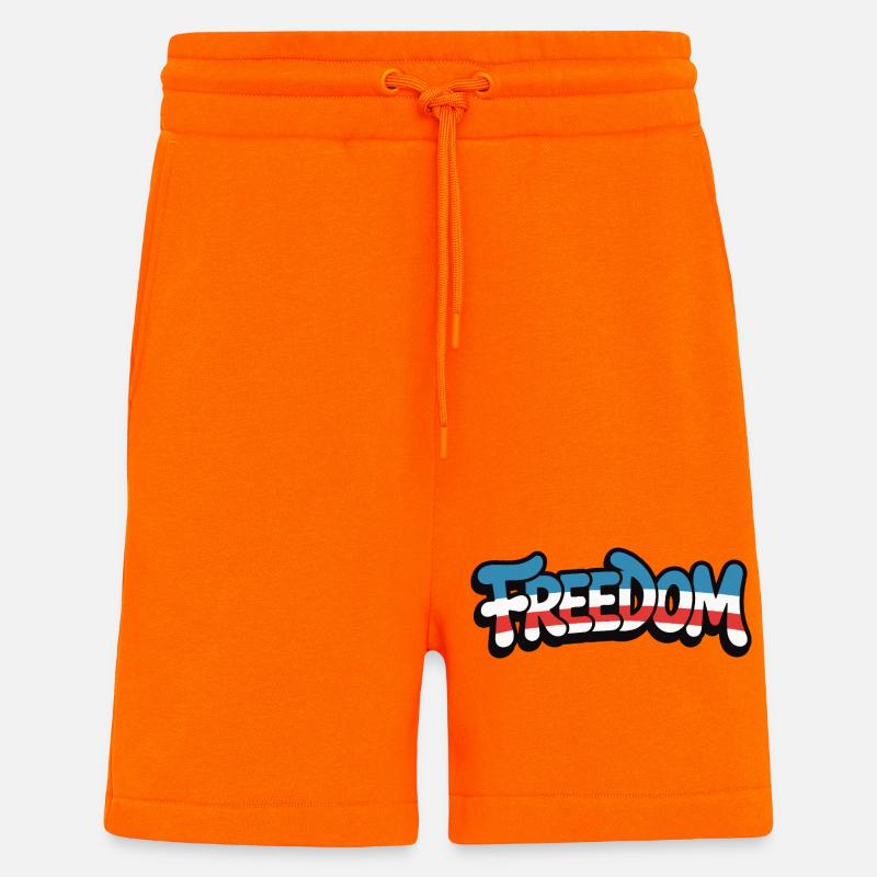 Freedom Typografie Statement Design - Shorts - made by SPREAD - SUNSET ORANGE