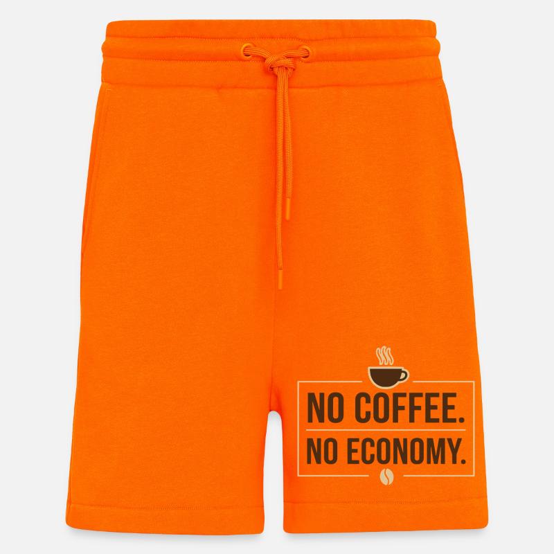 Pas de café, pas d’économie - Short bio décontracté fabriqué en UE - SUNSET ORANGE