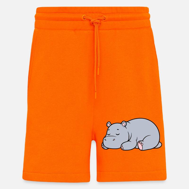 Sleeping Hippopotamus Tired Lazy Vector - Shorts - made by SPREAD - SUNSET ORANGE
