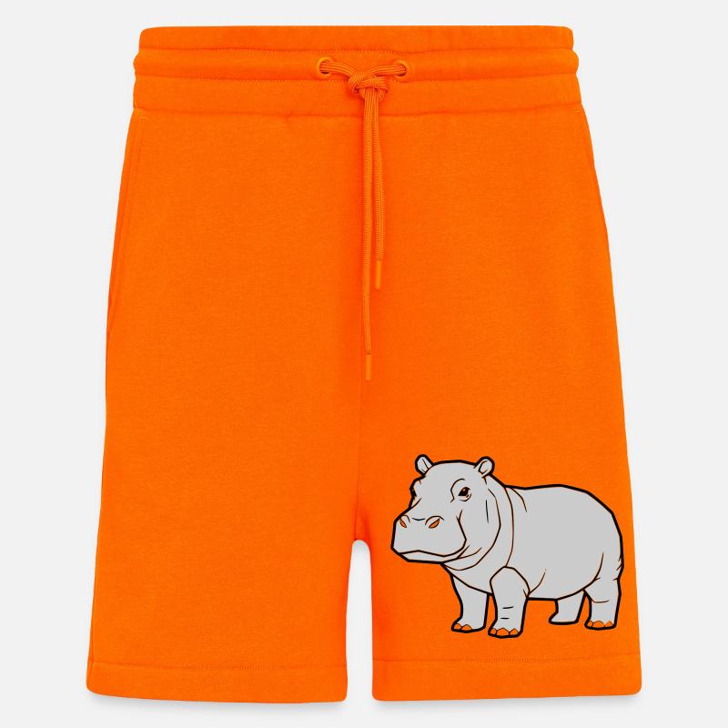 Nilpferd Stehend Comic Tier Zoo - Shorts - made by SPREAD - SUNSET ORANGE
