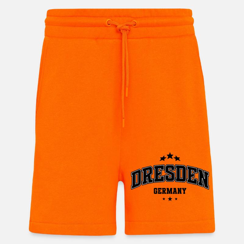 Lettrage à arc de Dresde - Short bio décontracté fabriqué en UE - SUNSET ORANGE